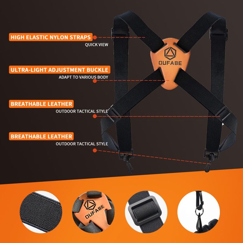OUFABE Binocular Harness Strap, X-shaped Adjustable and Deluxe Bino Chest Straps for Hunting, Fits for Carrying Binocular, Cameras, Rangefinders and More - Image 5